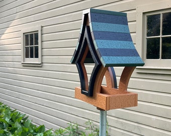 Whimsical Tray Feeder, Cedar with Green and Black Roof