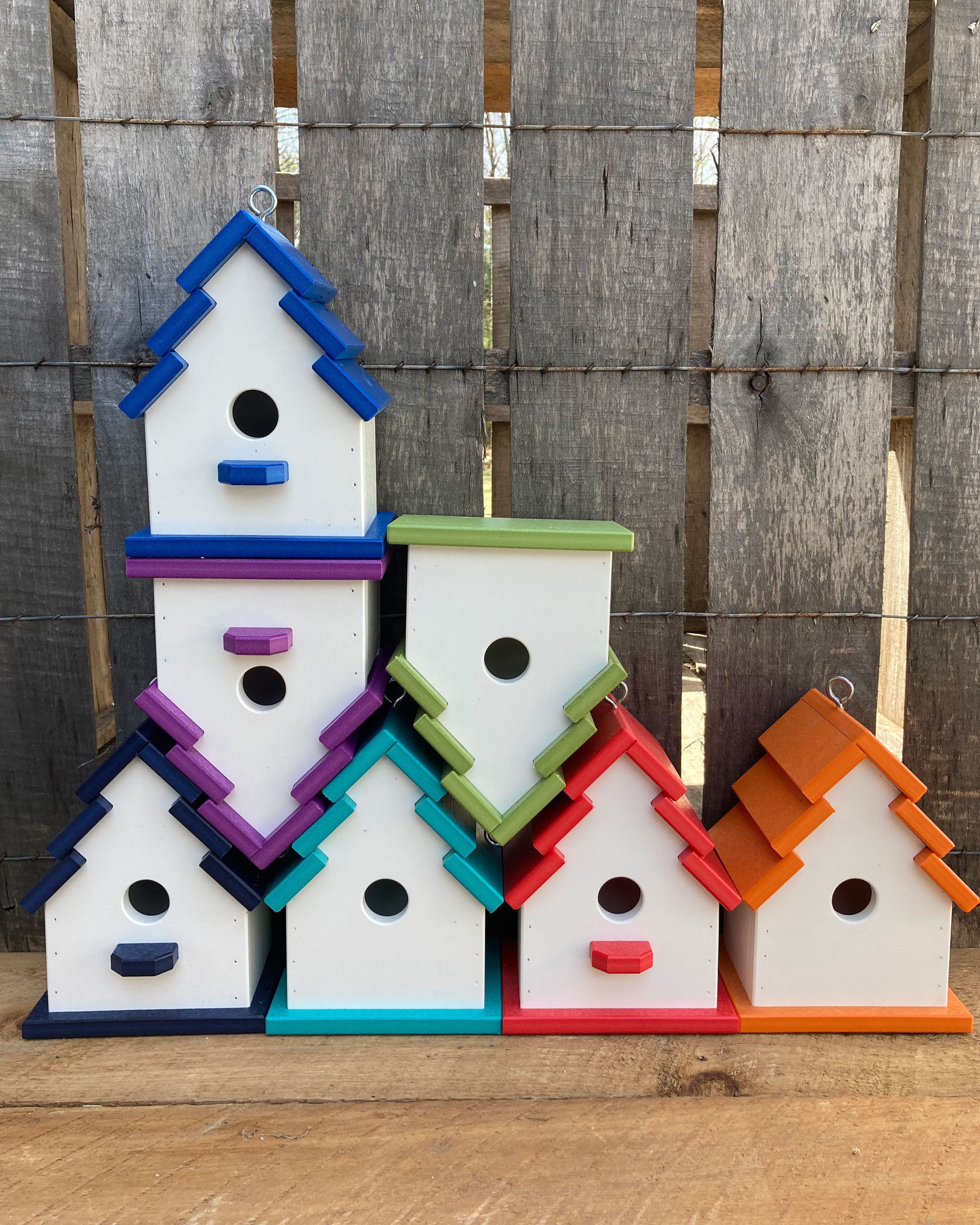Traditional EcoFriendly Poly Birdhouse White with Navy Roof Etsy