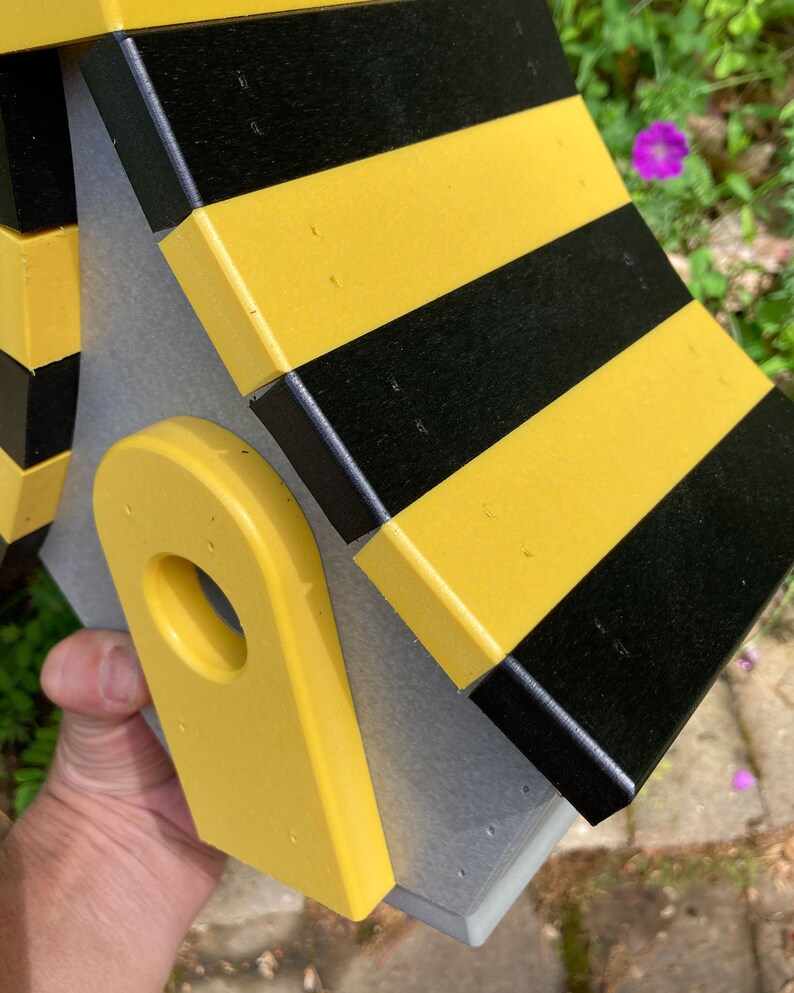 Chalet Poly Birdhouse, Gray with Black and Yellow Roof image 8