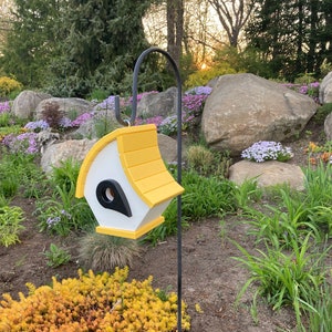 Eclectic Hanging Poly Birdhouse, White with Yellow Roof image 10