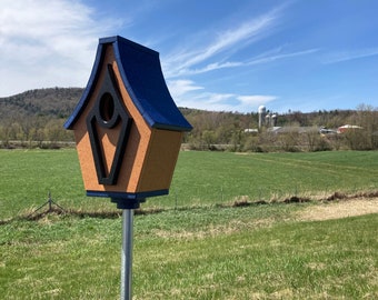 Bluebird House, Recycled Poly Lumber Cedar with Navy Roof