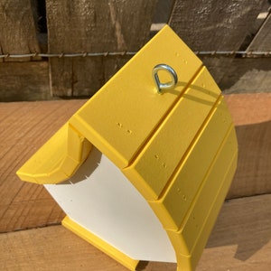 Eclectic Hanging Poly Birdhouse, White with Yellow Roof image 8