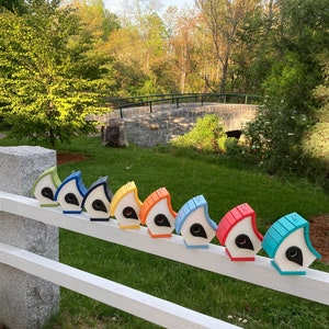 Eclectic Hanging Poly Birdhouse, White with Yellow Roof image 3