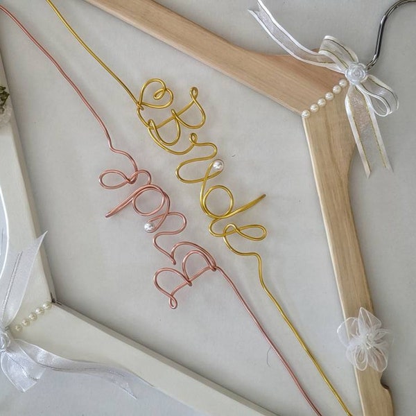 Personalized Wedding hanger, custom wire hanger, bridal hanger, bride gift, custom, wedding hanger, Rose gold wire, Bridesmaid proposal