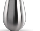 1 Stainless Steel Stemless Wine Glasses goblet - 18 oz Premium Unbreakable Tumblers - Single Wall - Light Weight - Brushed Silver.