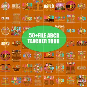 50+ File Bundle ABCD Teacher Tour Png, RetroTeacher Png ,Back To School Png, End of Year Png,Teacher Gift,Kindergarten,educator,abcd teacher