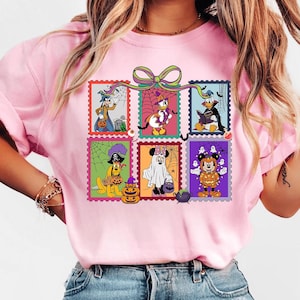 Disney Halloween Friends PNG, Mickey Minnie Donald Daisy Goofy Pluto Trick or Treat Stamps, Cute Spooky Season Digital Design for Shirt