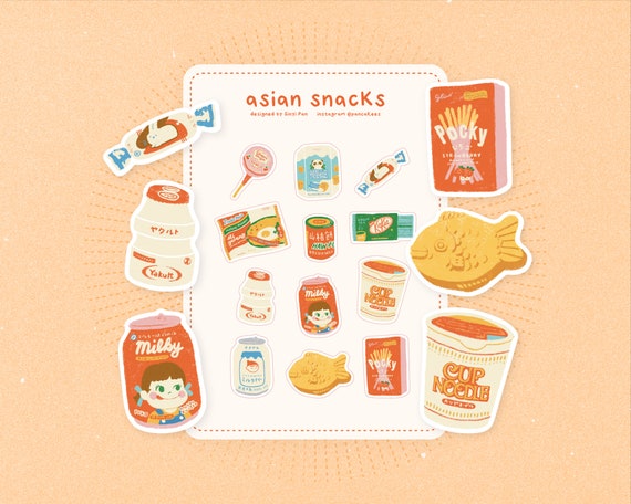 Cute Kawaii Japanese Snacks and Food Sticker Sheet Japan Stickers 