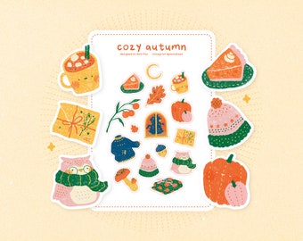 Autumn Fall Stickers | Printable Stickers |  Digital Stickers | Goodnotes | Planner | Journal | Bujo | Cozy | Pumpkin Pie | Sticker Sheet
