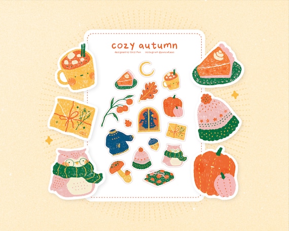 Autumn Fall Stickers Printable Stickers Digital Stickers | Etsy