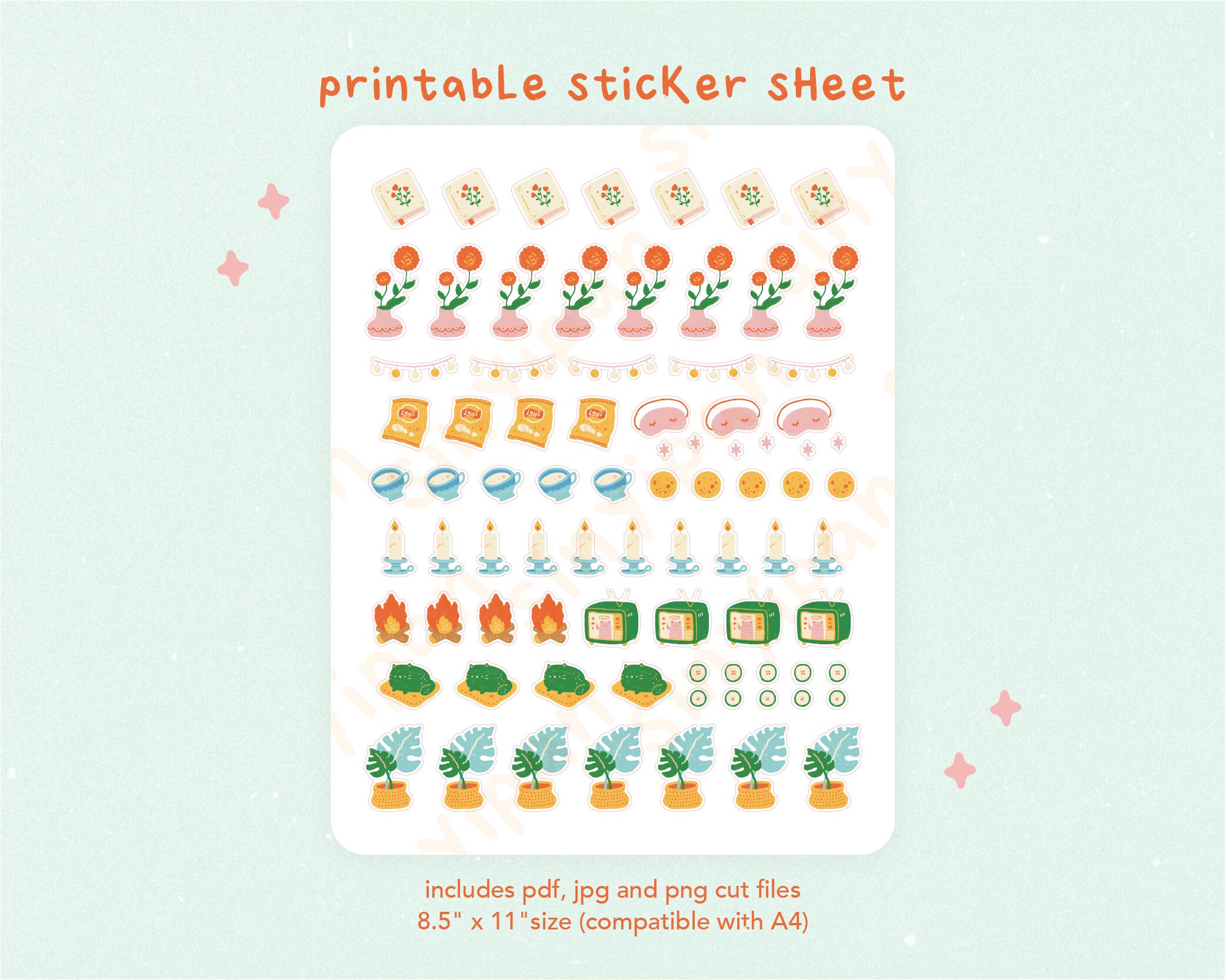 Cozy Night Planner Stickers | Cute Journaling, Goodnotes (printable ...