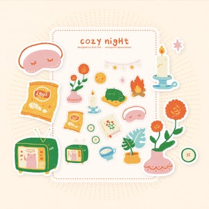 Stickerpakket Cosy Night Routine planner | Afdrukbaar stickervel | Digitale stickers | Goodnotes | Dagboek | Quarantaine | Productiviteit