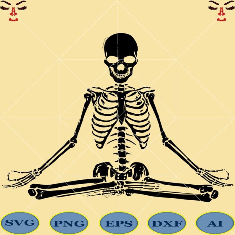 Download Meditating Skeleton Svg Meditation of the skeleton vector ...