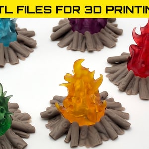 FIRE! STL Files of Wood Burning Campfire for your miniature gaming campaigns, diorama fire scenery, scatter terrain, rpg, miniatures