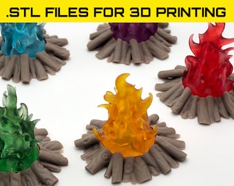 FIRE! STL Files of Wood Burning Campfire for your miniature gaming campaigns, diorama fire scenery, scatter terrain, rpg, miniatures