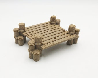 BIG little Dock, larger scale dock for fairy gardens or garden railroad, 5 3/4" wide x 4 1/2" long x 2" tall.