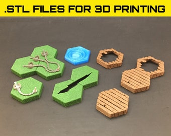 Hazards and Traps STL Files - HyGround Hex Crowns, terrain for miniature gaming, diorama scenery, fantasy miniatures, outdoor scenery