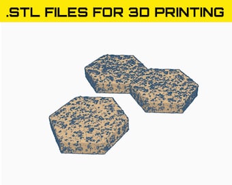 Dirt Tiles STL Files - HyGround Hex Crowns, terrain for miniature gaming, diorama scenery, fantasy miniatures, outdoor scenery