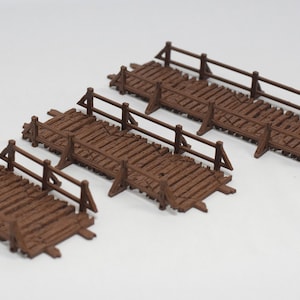 Wood Bridges with Railings (Set of 3) for 28mm miniature gaming