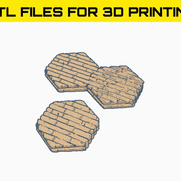 Bamboo Tiles STL Files - HyGround Hex Crowns, terrain for miniature gaming, diorama scenery, fantasy miniatures, outdoor scenery