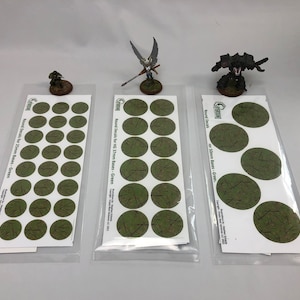 NEW SIZES - Round Bases for Miniatures for Heroscape rebasing or DND, etc. Limited Quantities.