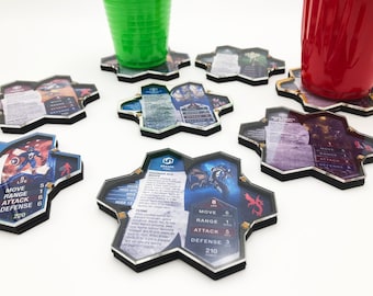 Heroscape themed Drink Coasters, gaming coaster set, gift coasters, tabletop game coasters, acrylic coasters