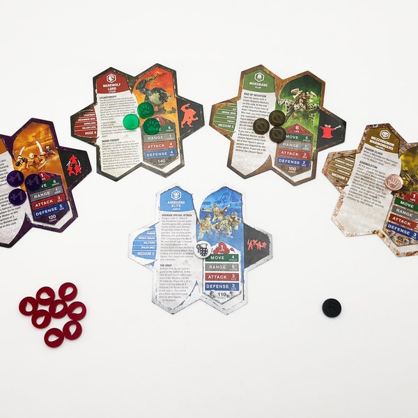 Special Heroscape Markers - Round, Wound, Grenade, Negation, Exoskeleton, Lycanthropy, Experience markers, game tokens, board games