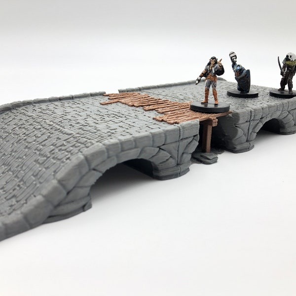 Stone Bridge-systeem voor miniatuurgaming, schaalmodel, modulaire brug, diorama-decor, spreidingsterrein, rollenspellen, RPG, miniaturen
