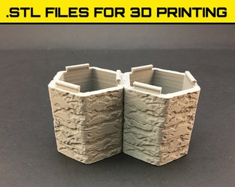 5 and 10 Tall Hex Bases STL Files - HyGround Hex Bases, terrain for miniature gaming, diorama scenery, fantasy miniatures, outdoor scenery