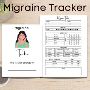 Migraine Tracker Printable,  Migraine Journal, Migraine Log, Migraine Logbook, Symptom Tracker, Printable Pain Diary, Headache Journal