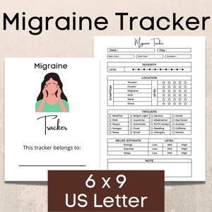 Migraine Tracker Printable,  Migraine Journal, Migraine Log, Migraine Logbook, Symptom Tracker, Printable Pain Diary, Headache Journal