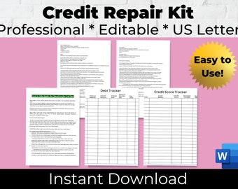 Credit Score Tracker, Credit Dispute Letter, Track Credit Report, Increase FICO Score Tracker, Credit Repair Kit, DIY Credit, Debt Tracker