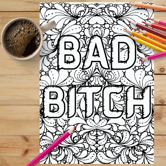 Swearing Coloring Page, Sweary Coloring Book. Swear Word Coloring Page,  Digital Download, Printable, Size A4, Black and White (Instant Download) 
