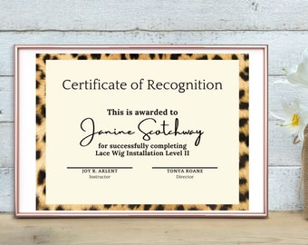 Wig Certificate | Certificate of Completion Nails| Lashes Course | Editable Template/Nails Course Certificate | Class Certificate Canva