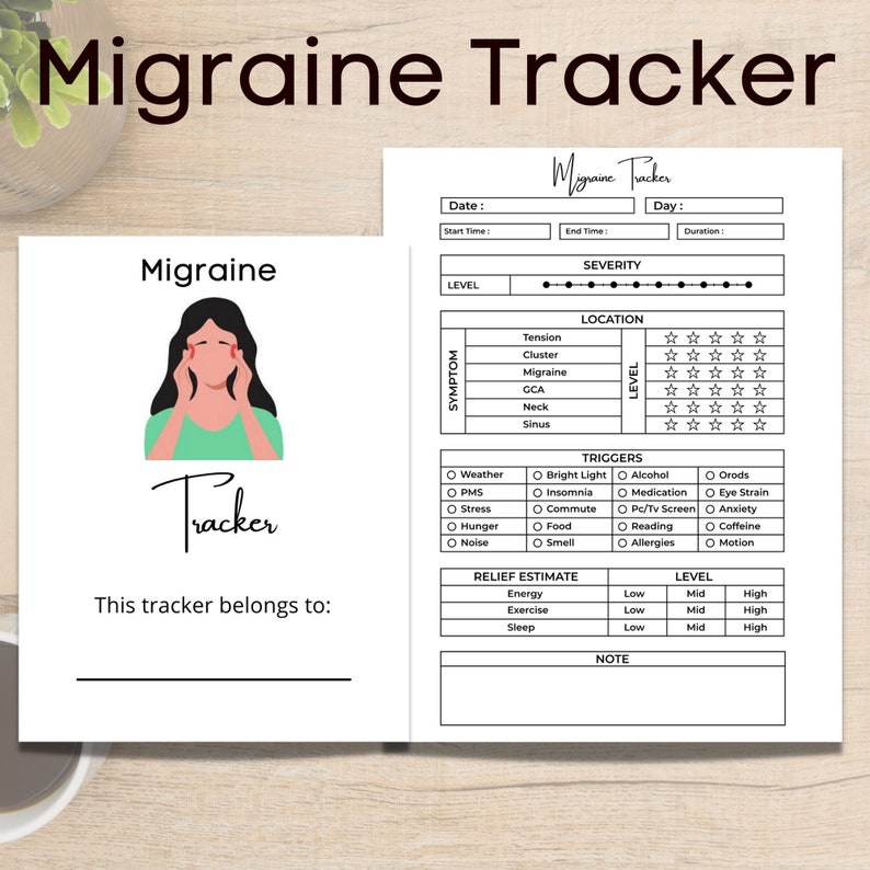 Migraine Tracker Printable,  Migraine Journal, Migraine Log, Migraine Logbook, Symptom Tracker, Printable Pain Diary, Headache Journal