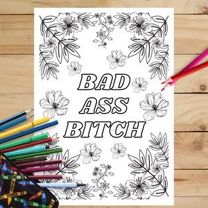 Swearing Coloring Page, Sweary Coloring Book, Swear Word Coloring Page, Digital Download, Printable, Size A4, Black and White