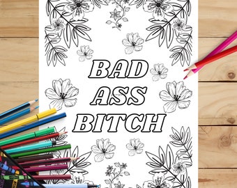 Swearing Coloring Page, Sweary Coloring Book, Swear Word Coloring Page, Digital Download, Printable, Size A4, Black and White