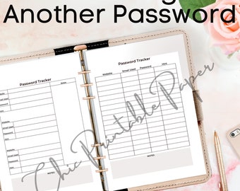 Password Tracker Printable & Fillable, Password Keeper, Password Organizer, Password Log, A5/Letter/Half, Instant Download PDF