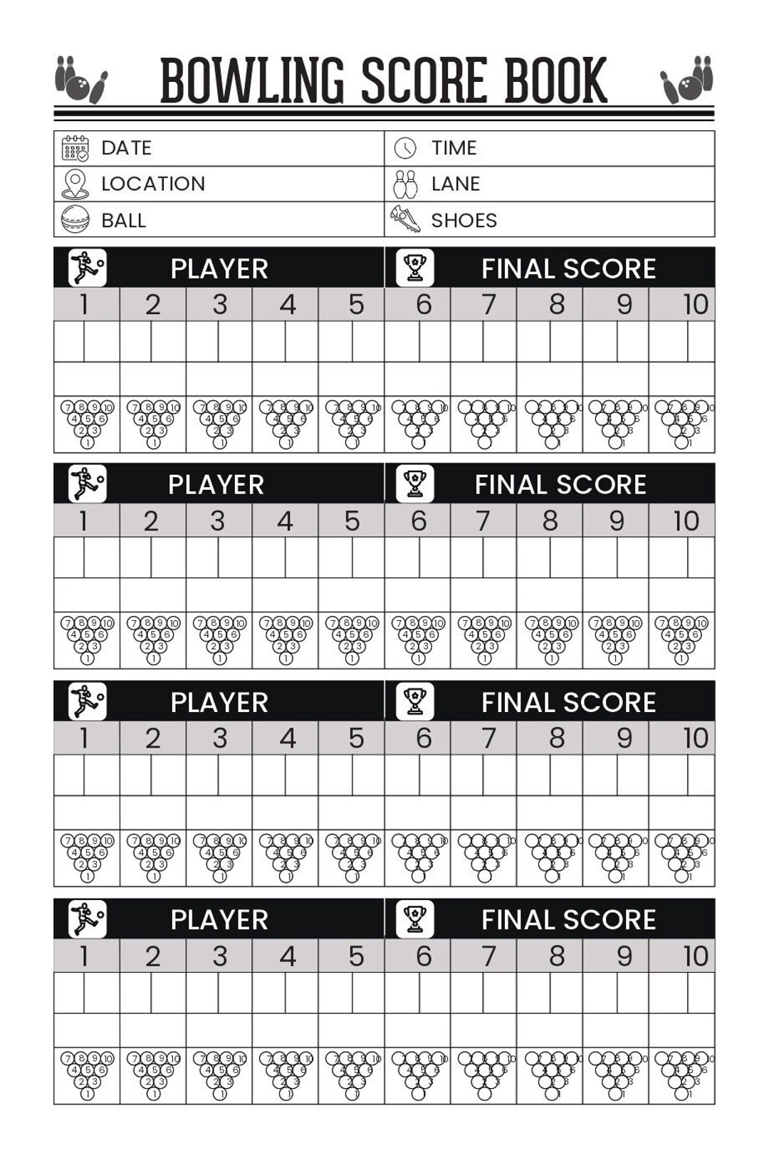Box On Bowling Score Sheet Templates Sample Printables