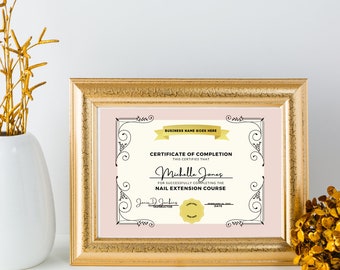 Certificate of Completion Nails/ Lashes Course/Editable Template/Nails Course Certificate/Wig Class Certificate/Course Certificate Canva