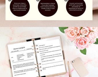 Recipe Page, Recipe Book Page, Recipe Card 5x7 Template, Recipe Page Template, Blank Recipe Template, Food Journal Log, Instant Download