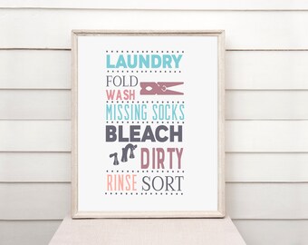 Printable Laundry Room Subway Art Sign/ Wall Decor for Laundry Room, Perfect Housewarming Gift