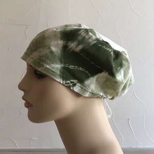 Army green Shibori dyed scrub cap