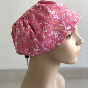 Floral pink scrub cap