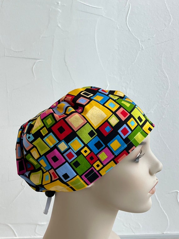 Rainbow Blocks a Lot Scrub Cap - Etsy display picture 1