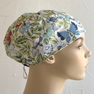 White with Butterflies and bees scrub hat.