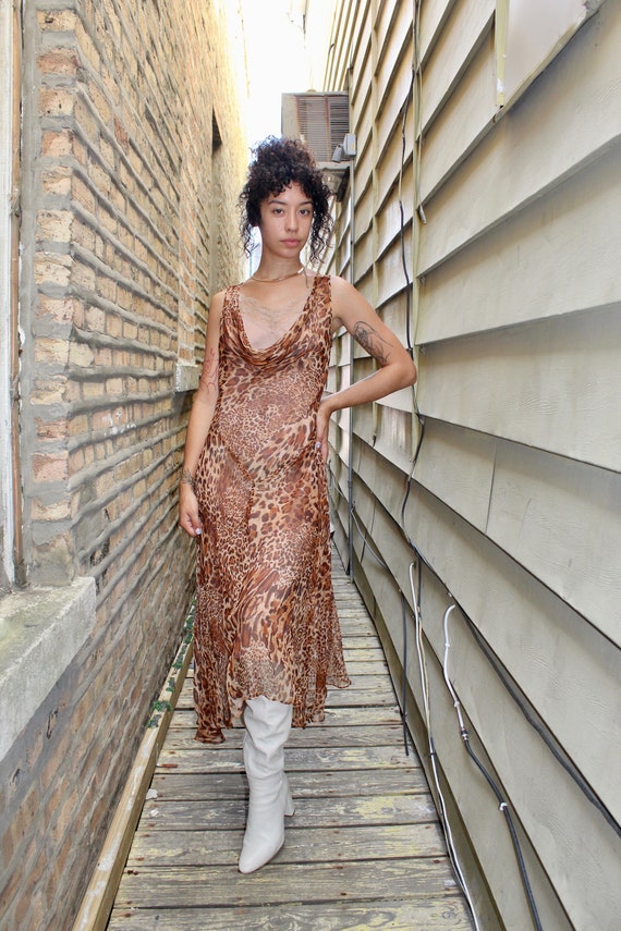 Vintage 80s Cheetah Print Dress