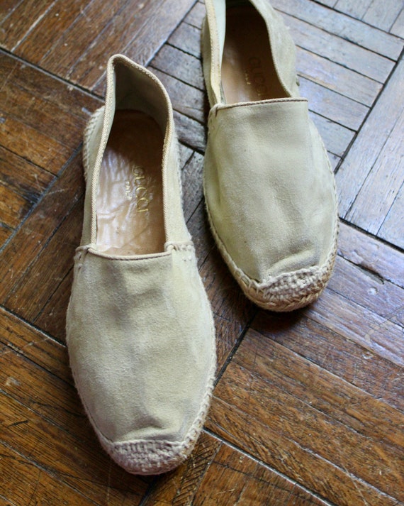 Sand Colored Gucci Suede Espadrille SlipOns Gem