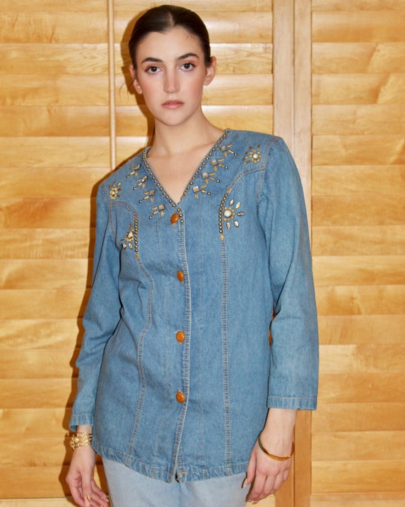 Vintage Studded Denim Jacket - Etsy