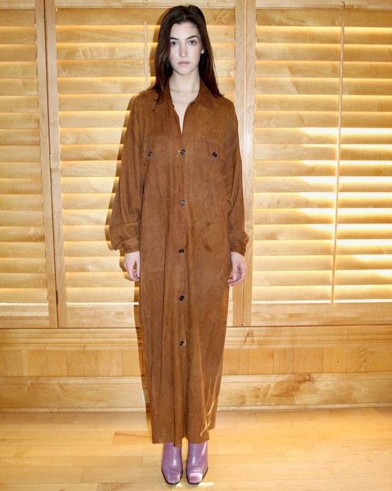 Vintage Maxfield Parrish Suede Maxi Dress